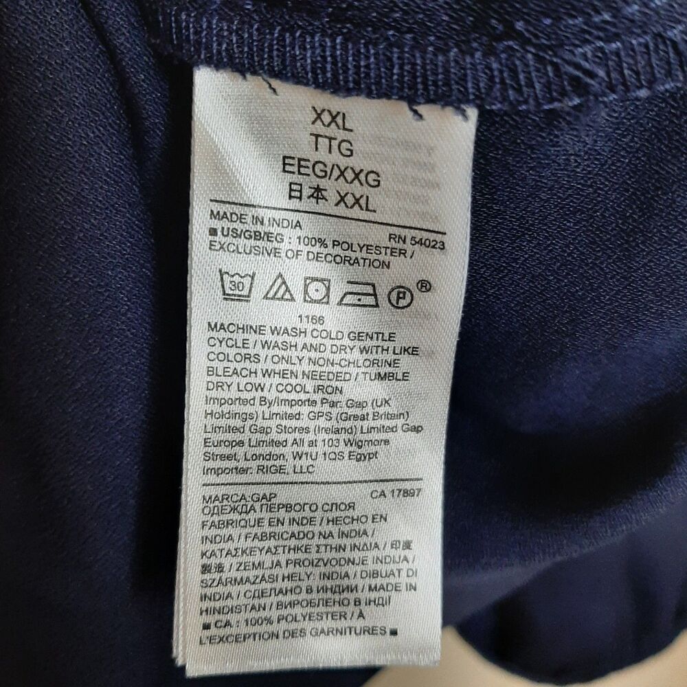 GAP Blouse Navy Blue Women Size XXL Peasant Embroidered Split Neck Long Sleeve - Picture 7 of 10